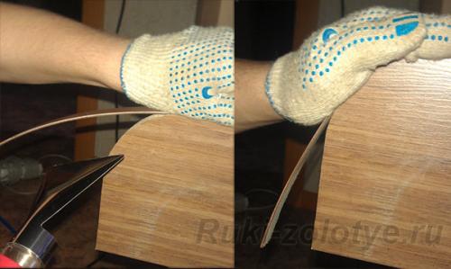 Кромка ПВХ 2 мм своими руками. Кромление 2 мм кромкой с помощью фена