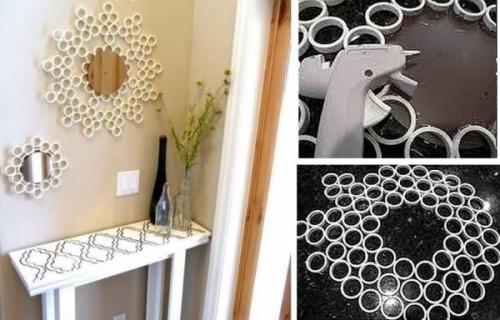 Чем обклеить зеркало по краям. Из пластиковых или картонных колечек
