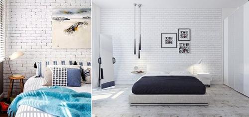 Имитация кирпича на стене. В интерьере квартиры