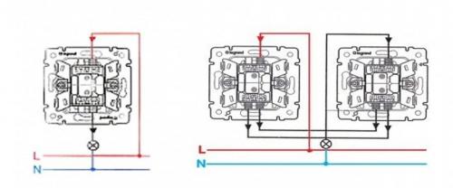 Подключение проходного выключателя одноклавишного с двух мест. Подключение проходного выключателя из двух точек на 1 лампу: особенности и схемы подключения