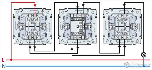 Схема подключения проходного выключателя с 3х мест. Навигация по записям