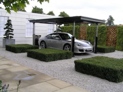 Парковка на даче из щебня с бордюром. Варианты площадок