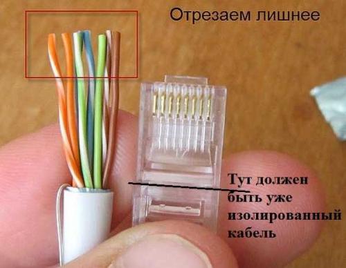 Соединитель rj45. Обжим витой пары в коннекторе