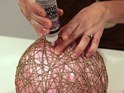 Абажур из джута своими руками. Очень простой абажур из шпагата