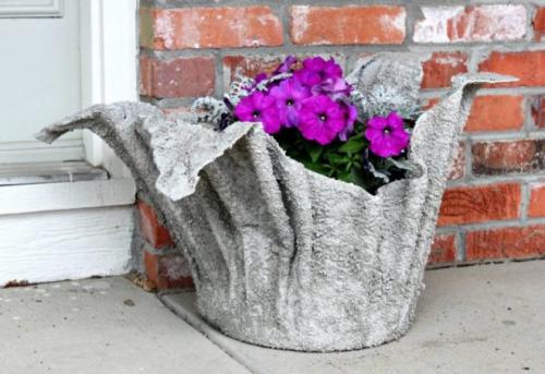 Кашпо из цемента и тряпки своими руками. Делаем кашпо из цемента и тряпок