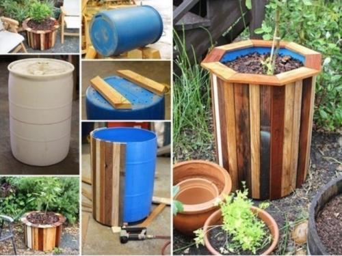 Уличные вазоны для цветов своими руками из бросового материала. Из дерева