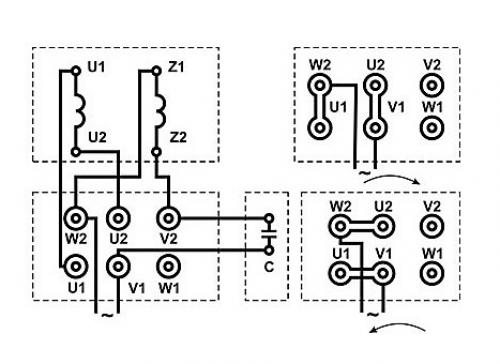 Как подключить однофазный двигатель с четырьмя проводами. Принцип действия и схема запуска