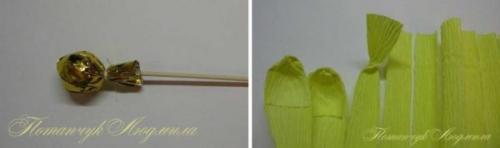 Цветы из гофрированной бумаги, как сделать. Хризантема