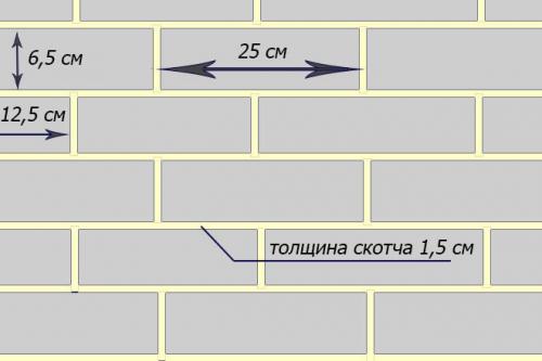 Имитация кирпичной кладки в интерьере. Разметка площади