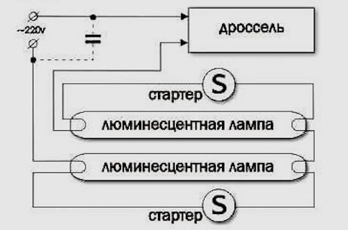 Схема подключения люминесцентной лампы с дросселем. Схема подключения люминесцентной лампы 15 Схема подключения люминесцентной лампы с дросселем. Схема подключения люминесцентной лампы 15