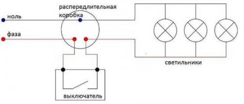 Как правильно составить схему проводки для точечных светильников.          Параллельное подключение