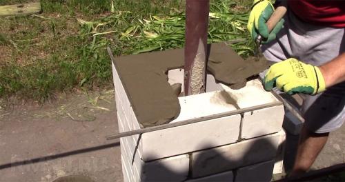 Установка кирпичных столбов. Технология кладки кирпичного столба 01 Установка кирпичных столбов. Технология кладки кирпичного столба 01